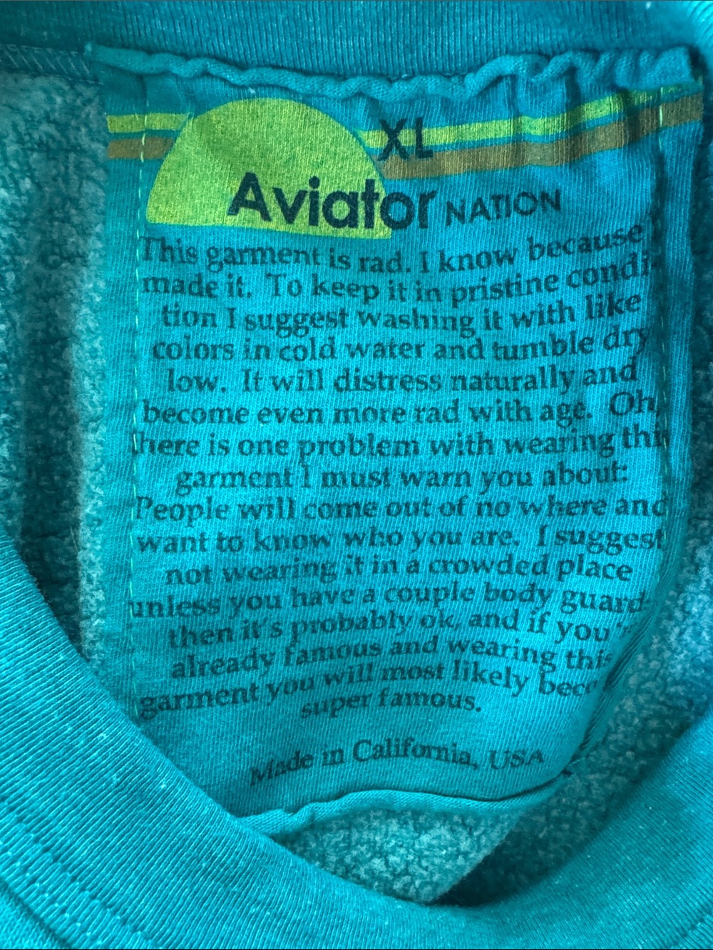 Aviator Nation Sweatshirt with signature Sleeve Stripes - Picture 4 of 4